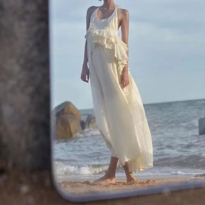 Long OBack Slim Holiday Solid Color Sleeveless Dress