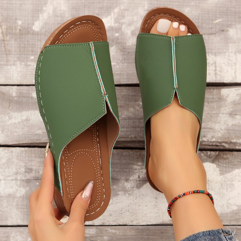 Fashion Solid Wedges Sandals Summer Casual Peep-toe Slippers Outdoor Thick Sole Heightening Slides Shoes Women - Image 9