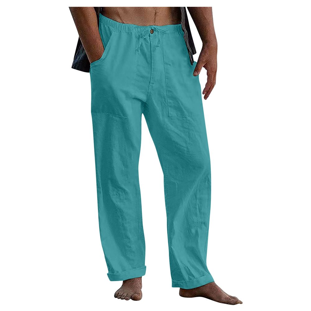 Drawstring Casual Pants Summer Solid Color Trousers - Image 3