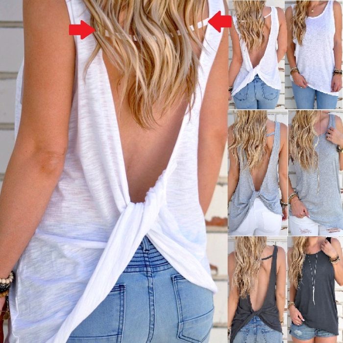 Women Sexy Sleeveless Vest V Neck Backless
