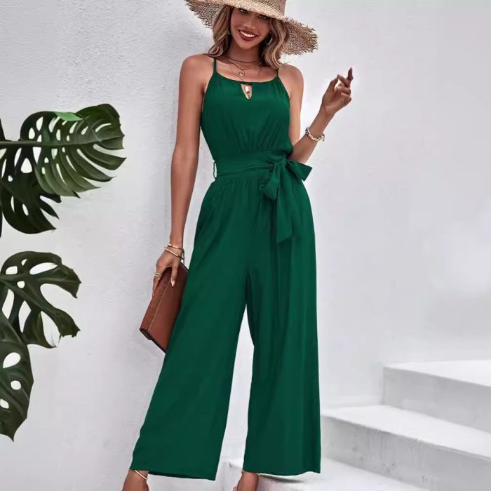 Spaghetti Straps Sleeveless Wide Leg Jumpsuit
