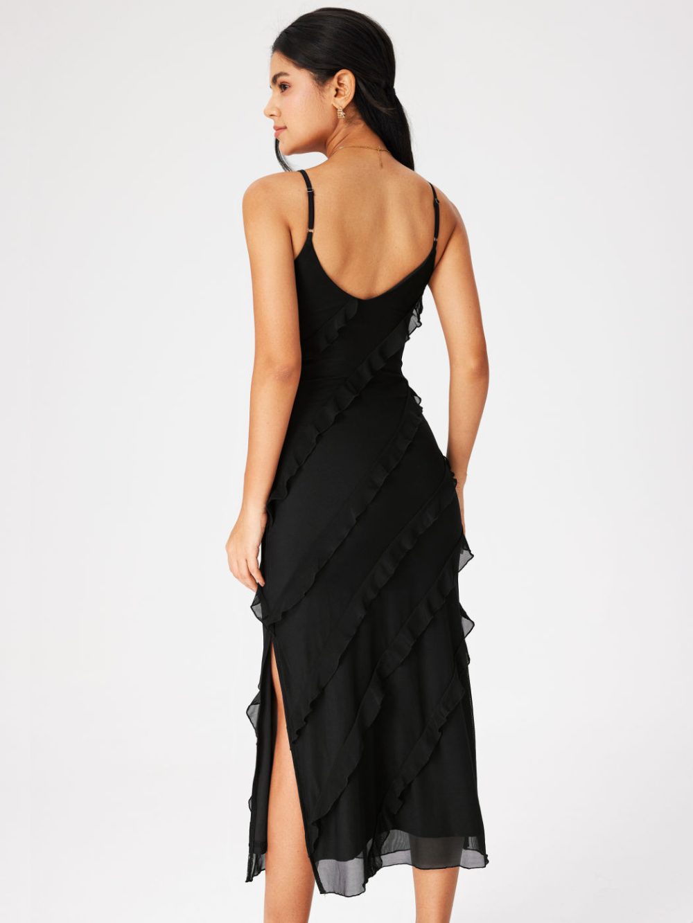 Diablo -lorion Edge Sexy Split Camisole Dress Female 2023 Summer European And American Vacation Style Fashion Small Black Skirt - Image 2