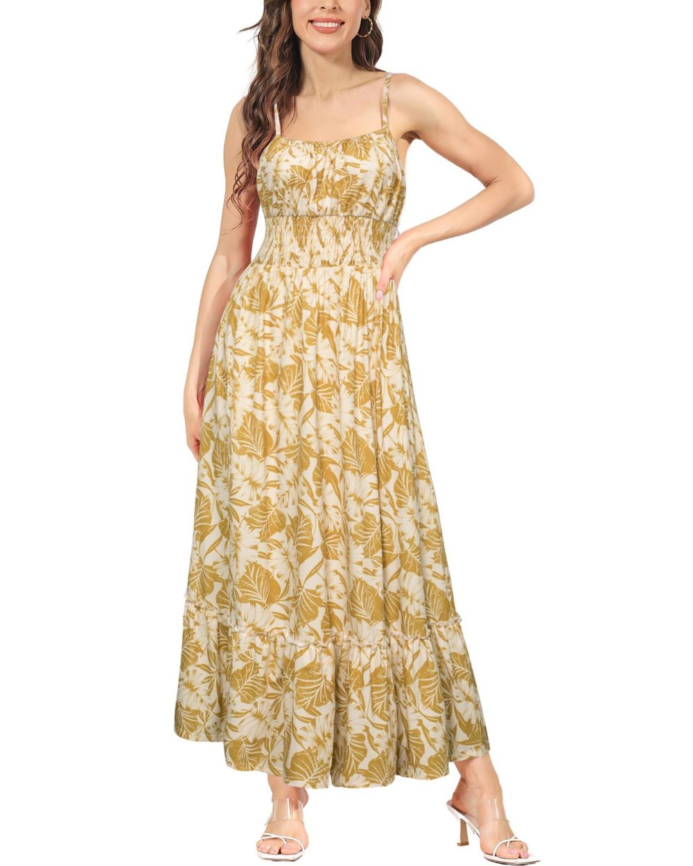 Women's Sleeveless Spaghetti Strap Pleated Pleated Beach Dress - Image 8