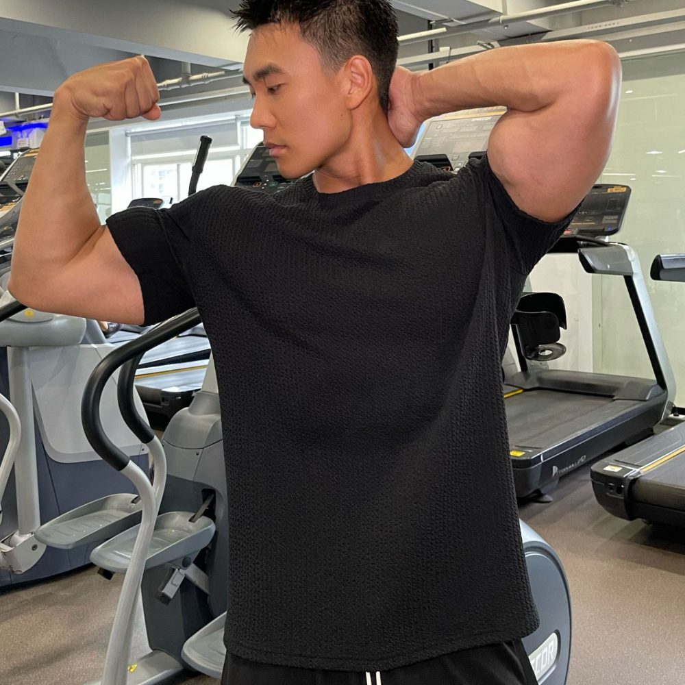 Men's Solid Color American Round Neck Short-sleeved Sports T-shirt - Image 8