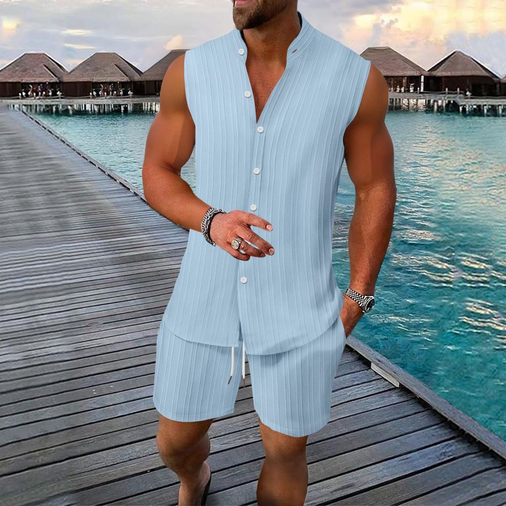 Men's Vest Casual Loose Sleeveless Shorts Suit - Image 6