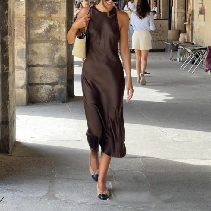 Sleeveless Dress Slim Fit Fashion Round Neck Dress