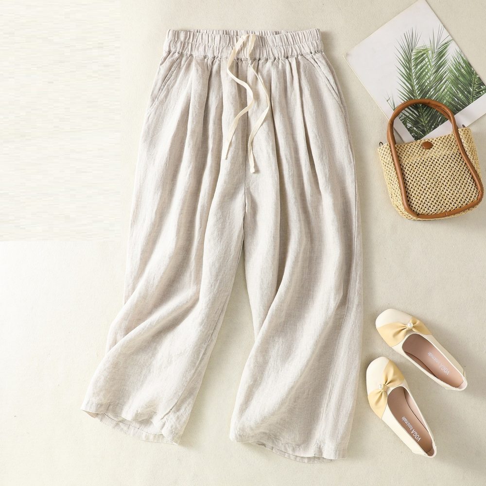 All-matching Loose Casual New Retro Literary Wide Leg Cotton Linen Pants - Image 3