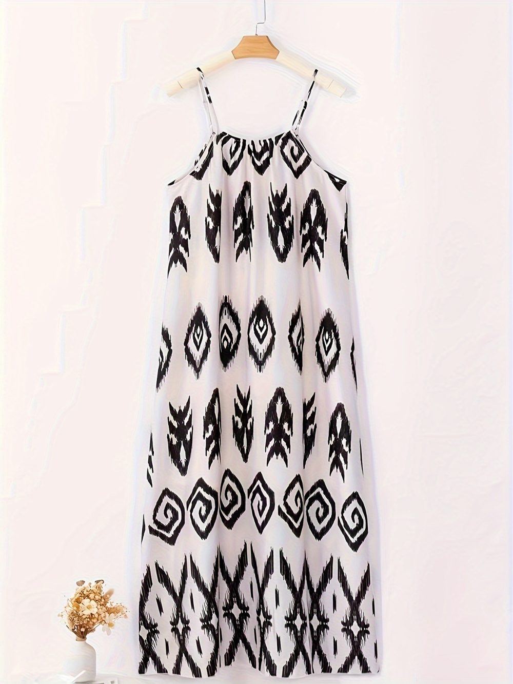 All-match Loose Printed Long Sleeveless Pullover Suspender Skirt - Image 8