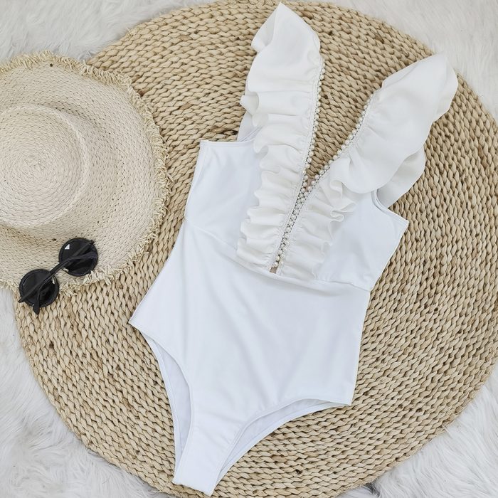 One-piece Solid Color Swimsuit For Women