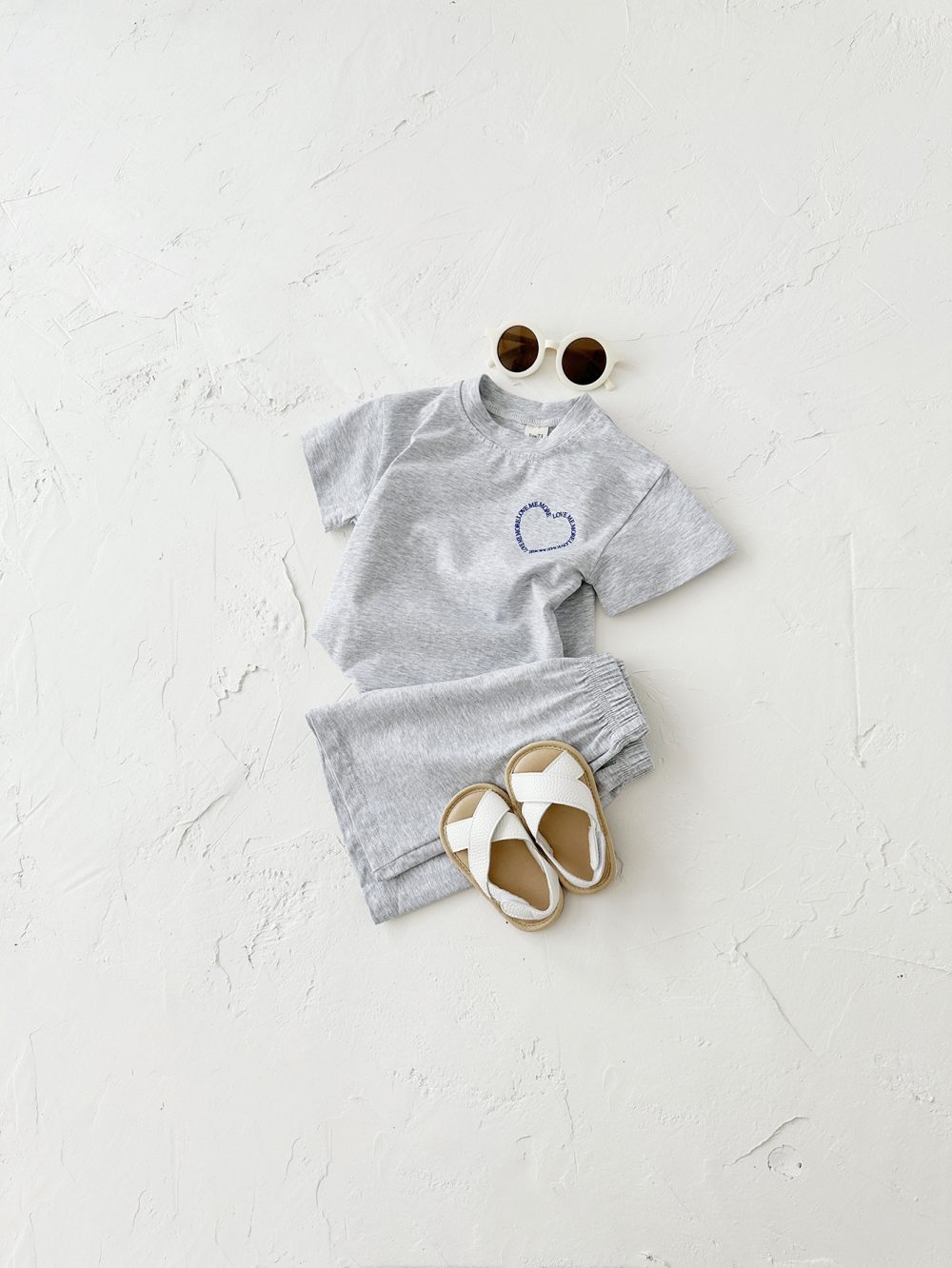 Heart Printing Short Sleeve Suit Korean Style Baby Boys' And Girls' Clothing Two-piece Set - Image 10