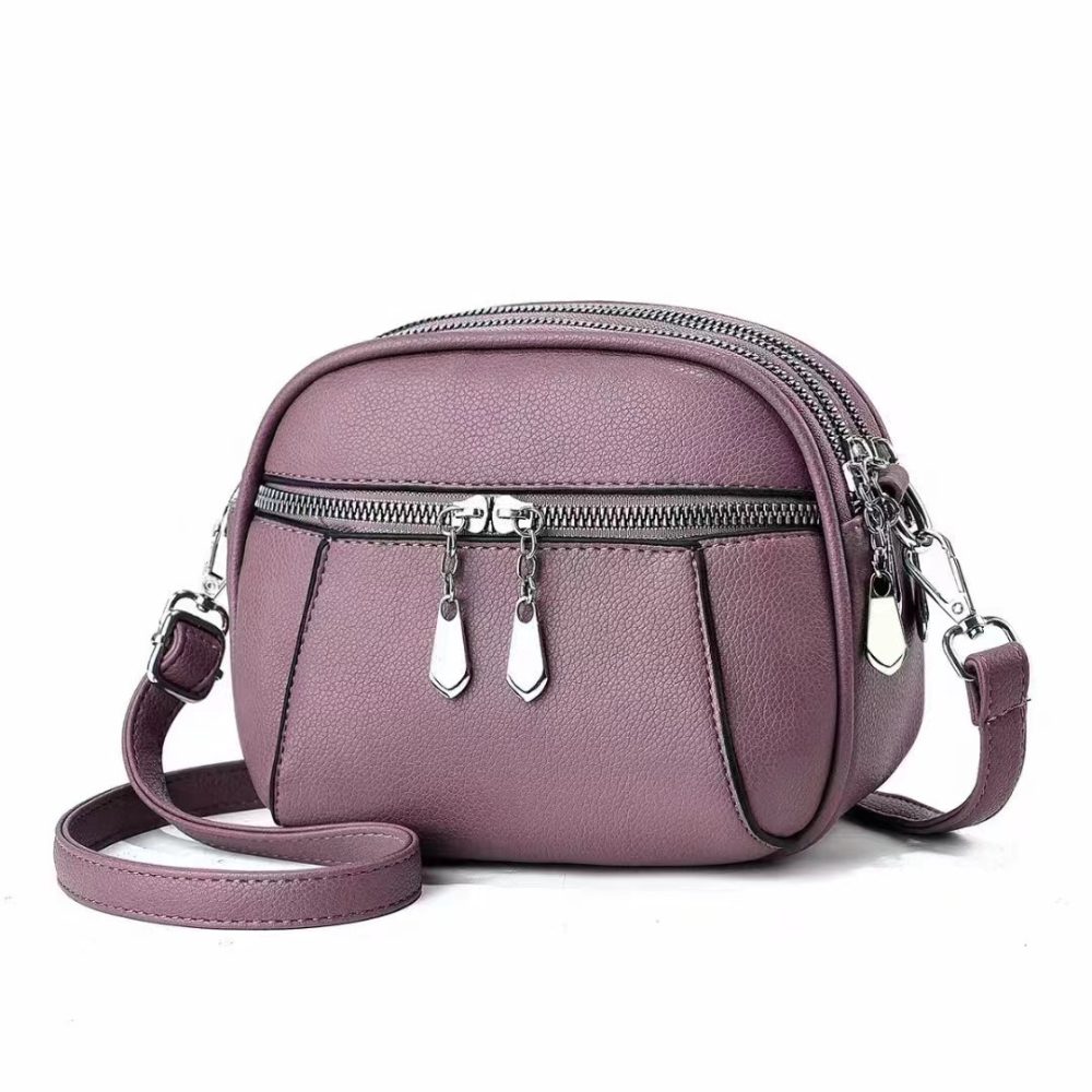 Solid Color Small Round Bag Fashion Multi-pocket Large Capacity Shoulder Crossbody Bags For Women Handbags - Image 3