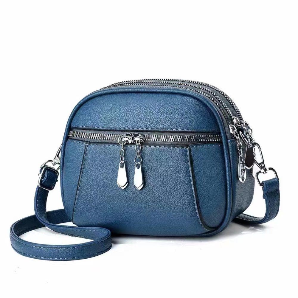Solid Color Small Round Bag Fashion Multi-pocket Large Capacity Shoulder Crossbody Bags For Women Handbags - Image 6