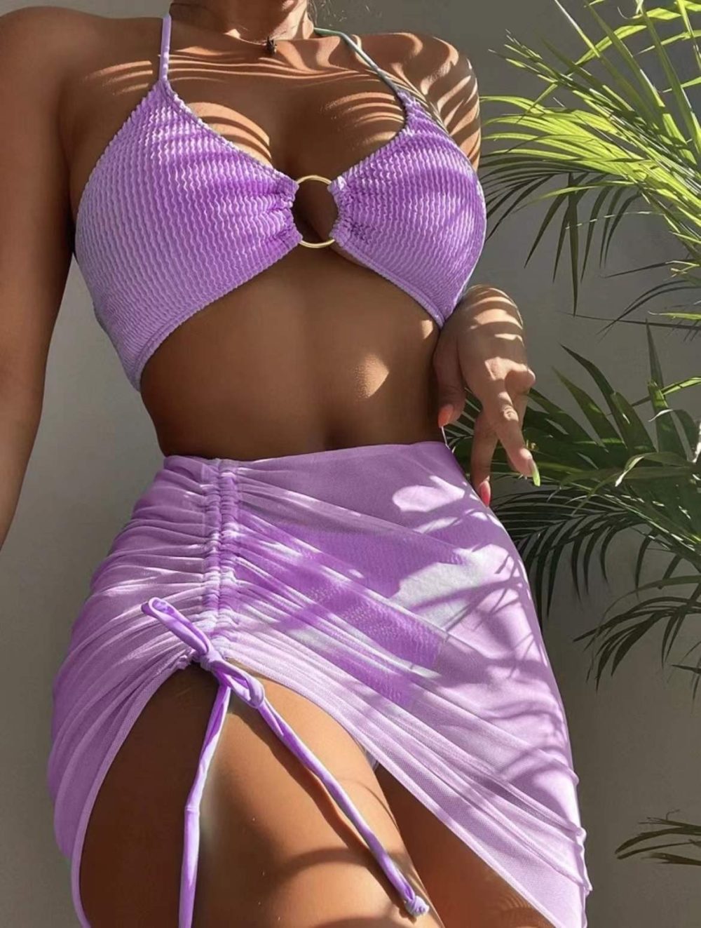 3pcs Halter Bikini Summer Fashion Personalized Three-point Beach Swimsuit For Women - Image 7