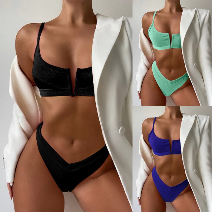 High Waist Triangle Hot Spring Split Swimsuit Women
