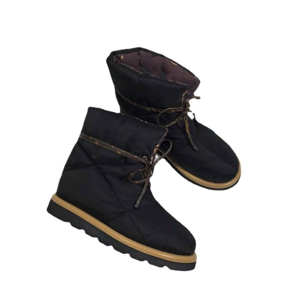 Printed Solid Color Down Cotton Warm Boots - Image 5