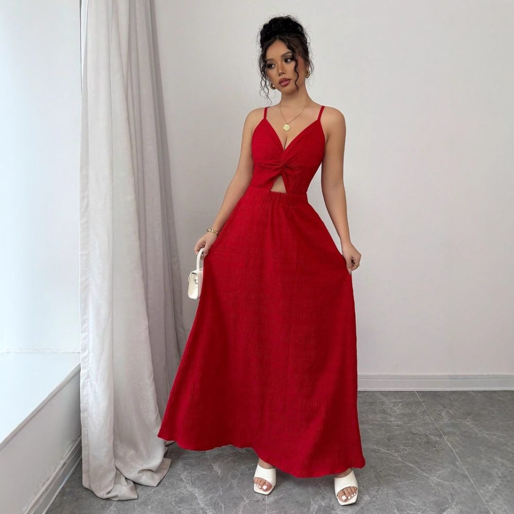 Beach Seaside Vacation Beautiful Red Dress - Image 4