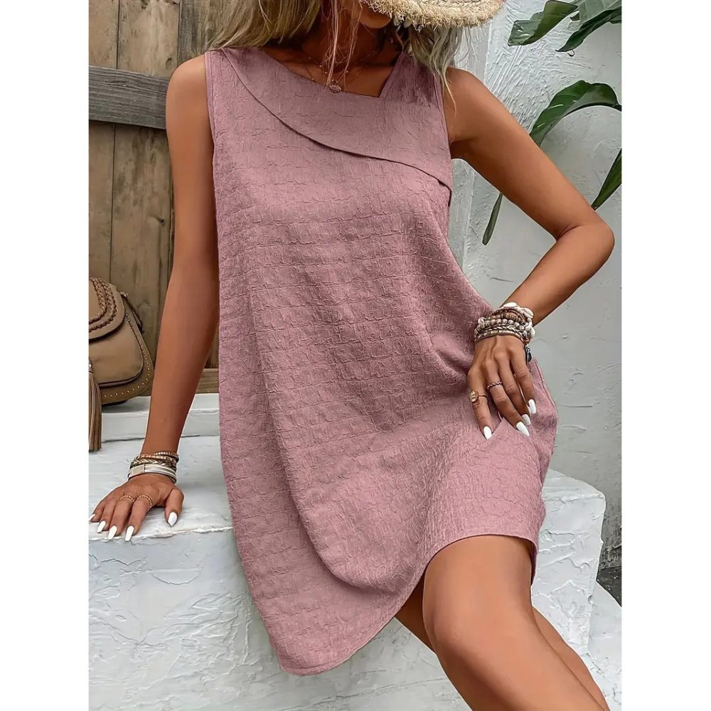 Fashion Solid Color Sleeveless Dress Summer Slim Diagonal-neck Dresses For Womens Clothing - Image 8