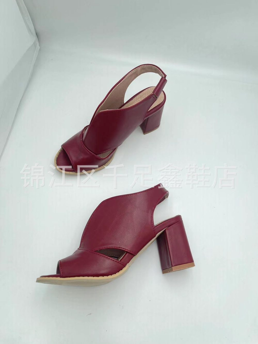 Summer Women's Stylish Peep Toe High Heel Chunky Heel Sandals - Image 7
