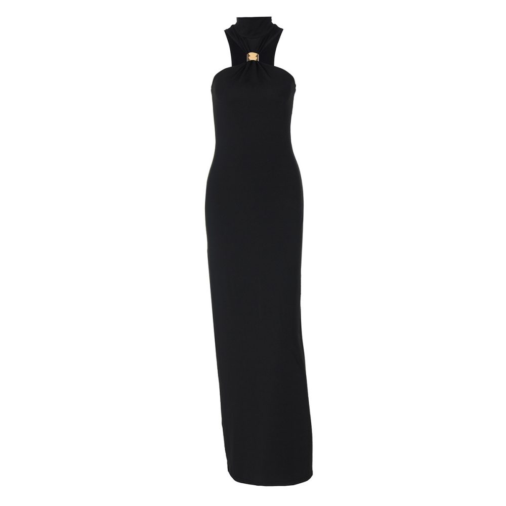 Slim Fit High Neck Sleeveless Slit Dress For Women - Image 5