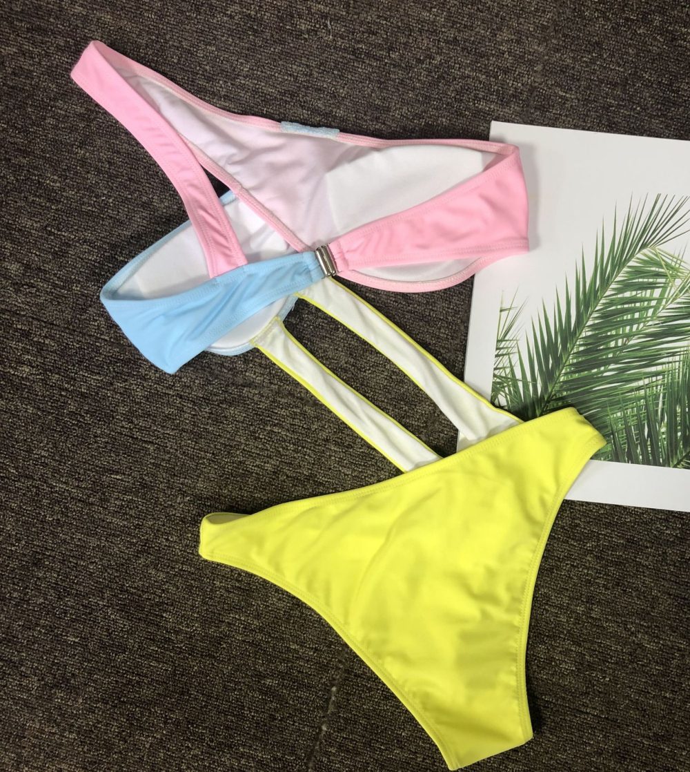 Color Contrast Patchwork Hollow-out One-piece Swimsuit For Women - Image 8