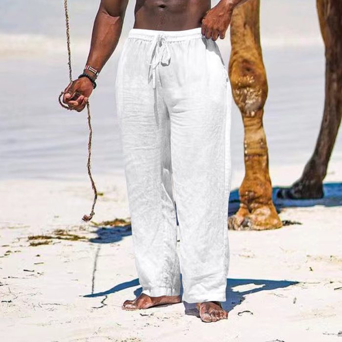 Loose Men's Simple And Stylish Casual Cotton And Linen Trousers