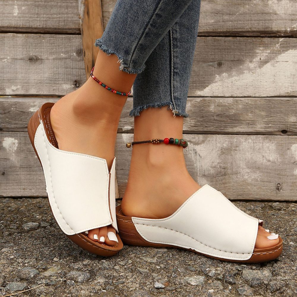 Fashion Solid Wedges Sandals Summer Casual Peep-toe Slippers Outdoor Thick Sole Heightening Slides Shoes Women - Image 2
