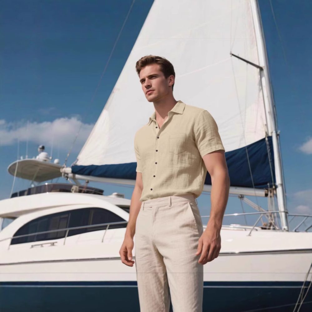 Men's Linen Short-sleeved Shirt - Image 2