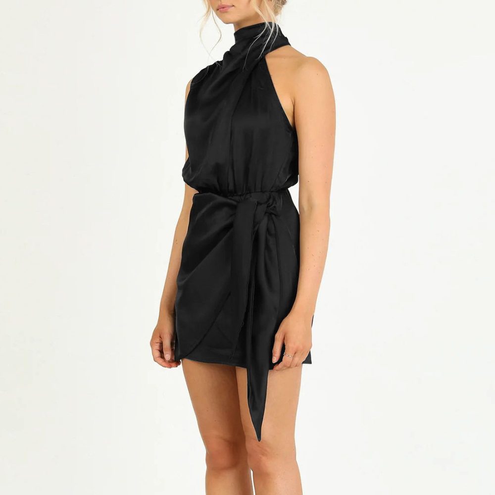 Elegant Halter Neck Dress Fashion Sleeveless Waist-tied Short Dresses For Evening Party Clothing Women - Image 8