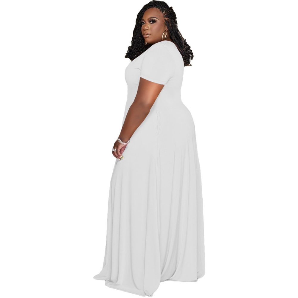 Casual Fashion V-neck Solid Color Plus Size Women's Clothing - Image 5