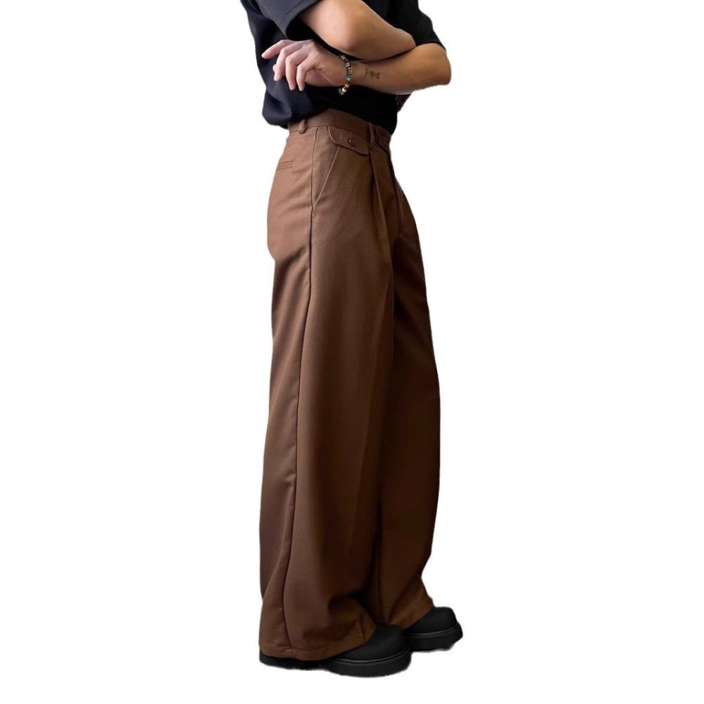 Solid Color Draping Casual Suit Pants Men's Straight Loose Wide-leg Pants - Image 5