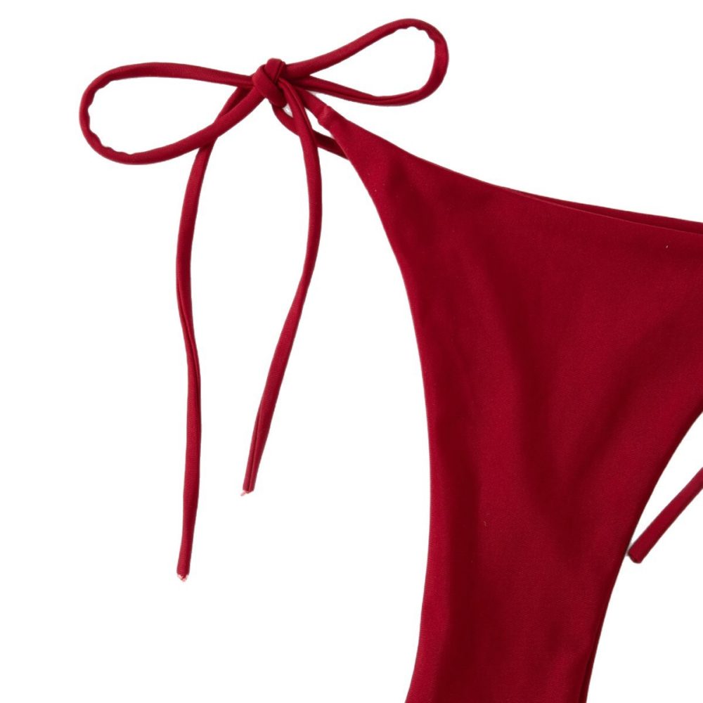 Solid Color Sexy Lace-up Hot Girl Temperament Women's Bikini Swimsuit - Image 5
