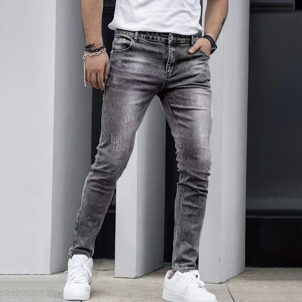 Stretch Men's Casual Solid Color Jeans - Image 2