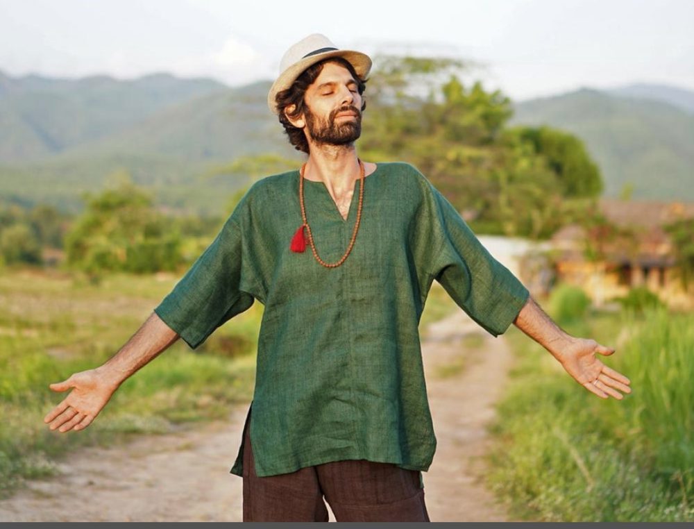 Men's Cotton And Linen V-Neck Shirt Men's T-Shirt - Image 5