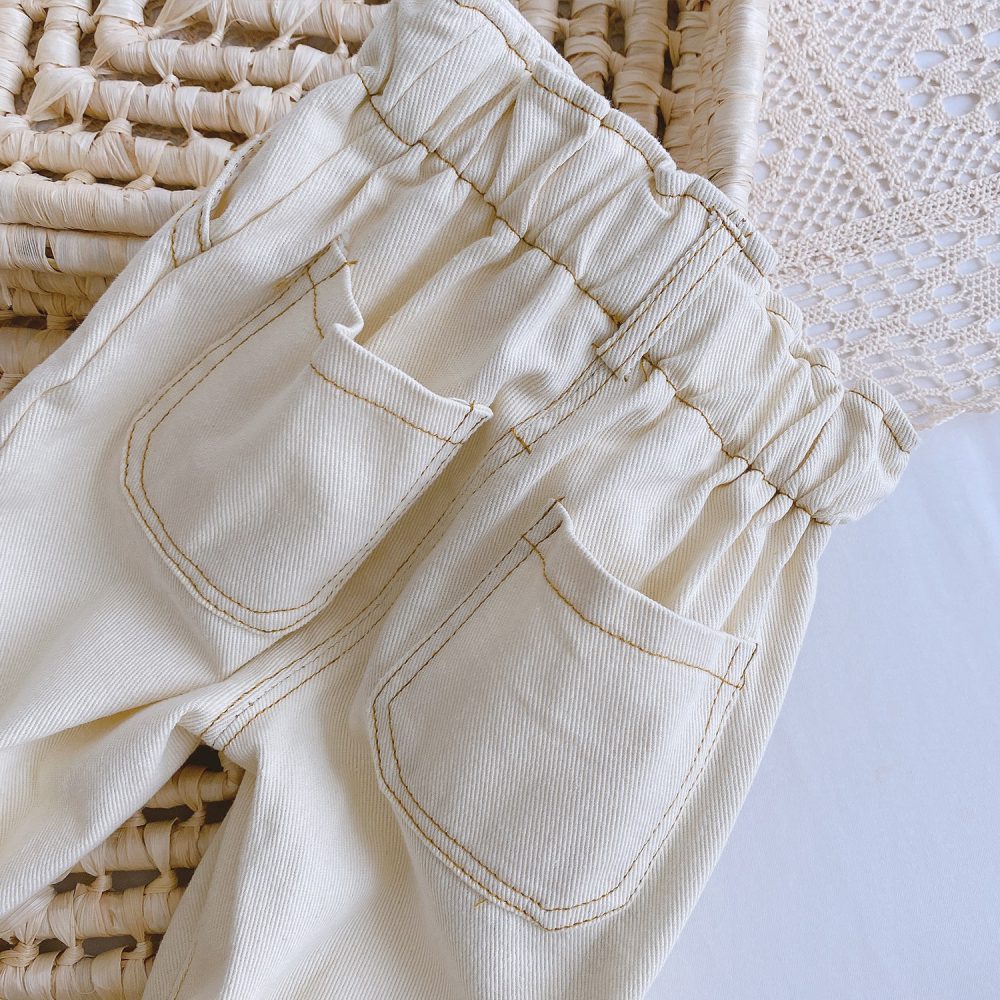Baby Solid Color Casual High Waist Soft Jeans - Image 6
