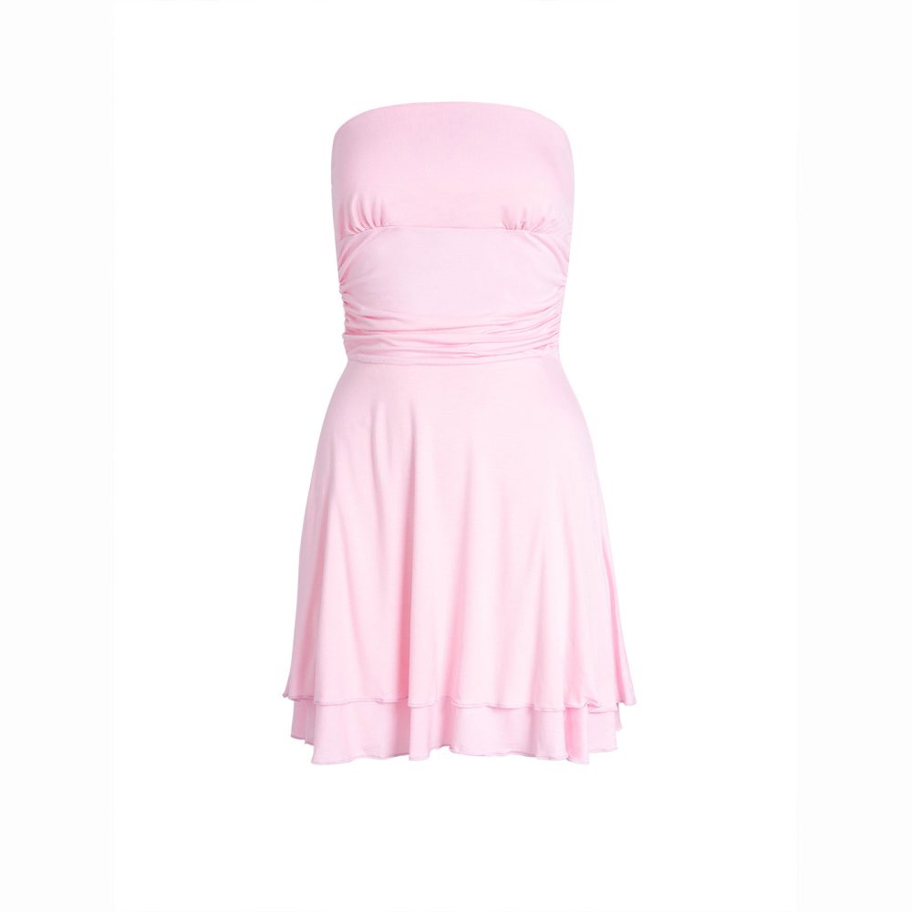 Y2K Tube-top Short Dress Summer Sexy Pleated Tight Dresses For Womens Clothing - Image 10