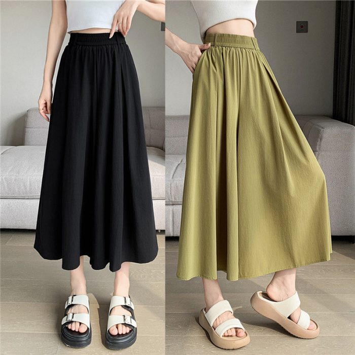 Korean Style Elastic Waistband Women's Straight Loose Pants