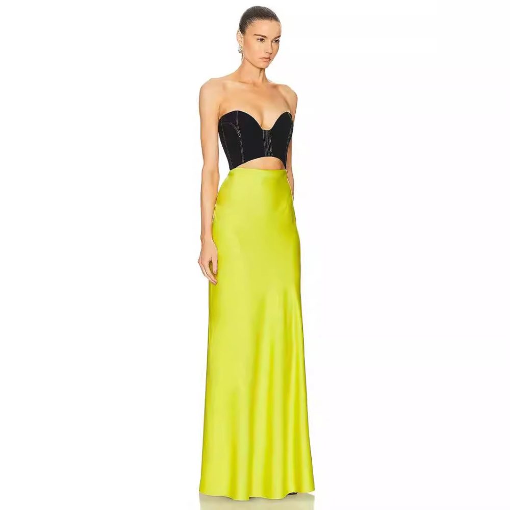 French Color Matching Pure Want Tube Top Dress - Image 2