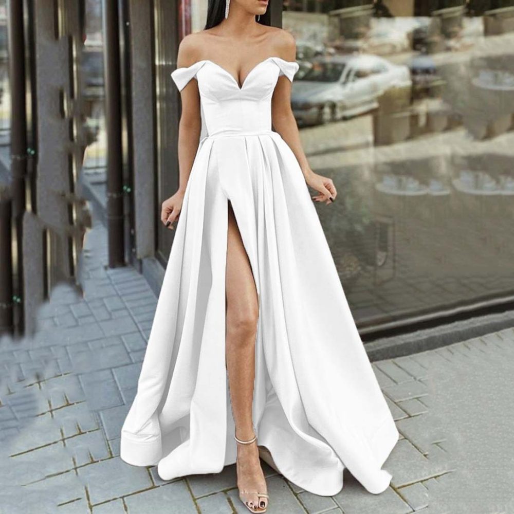 Women's Clothing Multi-color Tube Top V-neck Backless Large Swing Split Sleeveless Dress - Image 5