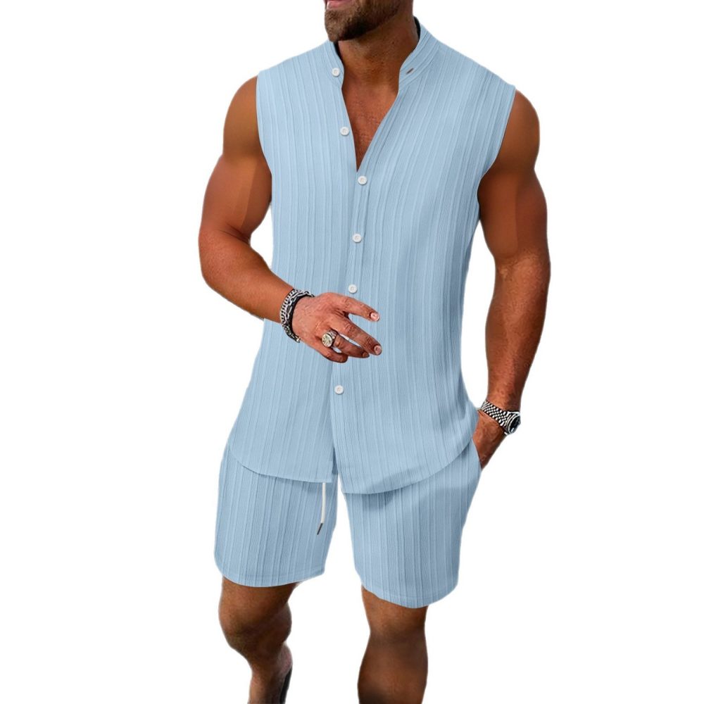 Men's Vest Casual Loose Sleeveless Shorts Suit - Image 5