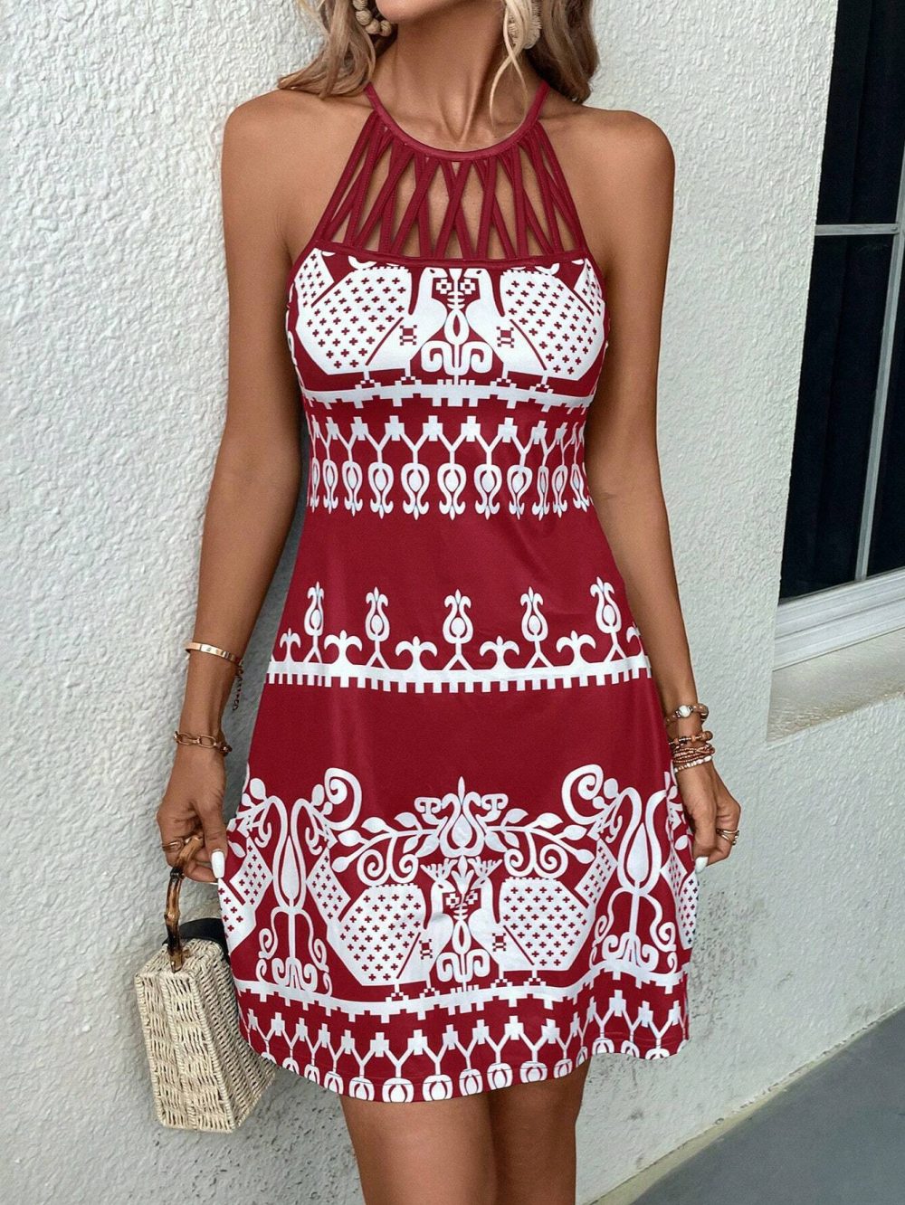 Women's Spaghetti-strap Floral Print All-matching Sleeveless Medium Dress - Image 6