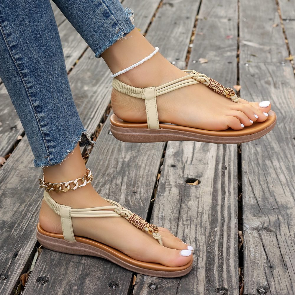 New Women's Flat Sandals Summer Thong Roman Shoes - Image 2