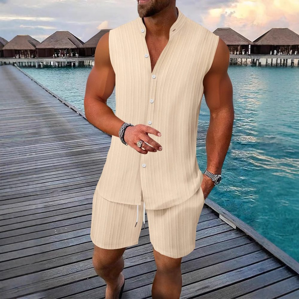 Men's Vest Casual Loose Sleeveless Shorts Suit - Image 4
