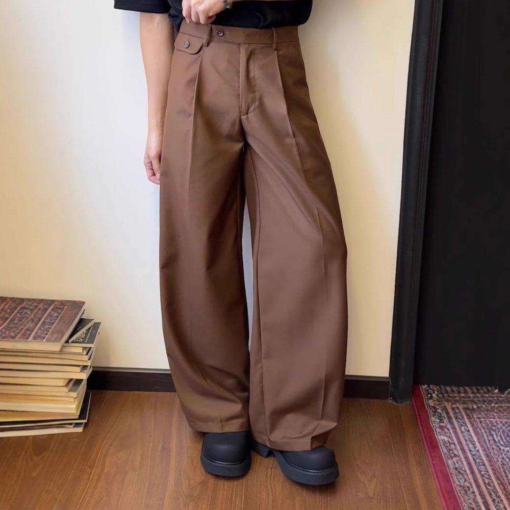Solid Color Draping Casual Suit Pants Men's Straight Loose Wide-leg Pants - Image 3