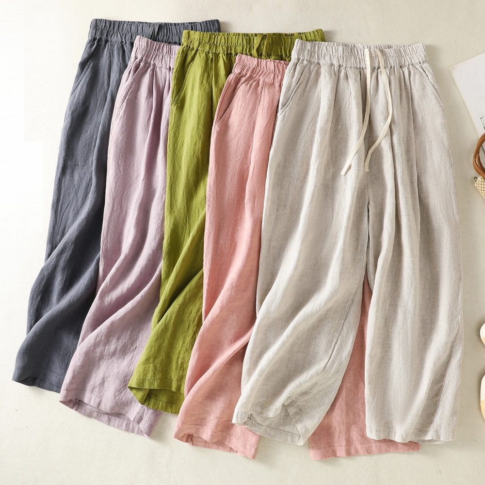 All-matching Loose Casual New Retro Literary Wide Leg Cotton Linen Pants