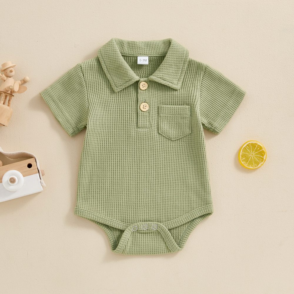 Baby Fashion Casual Solid Color Waffle Jumpsuit - Image 2
