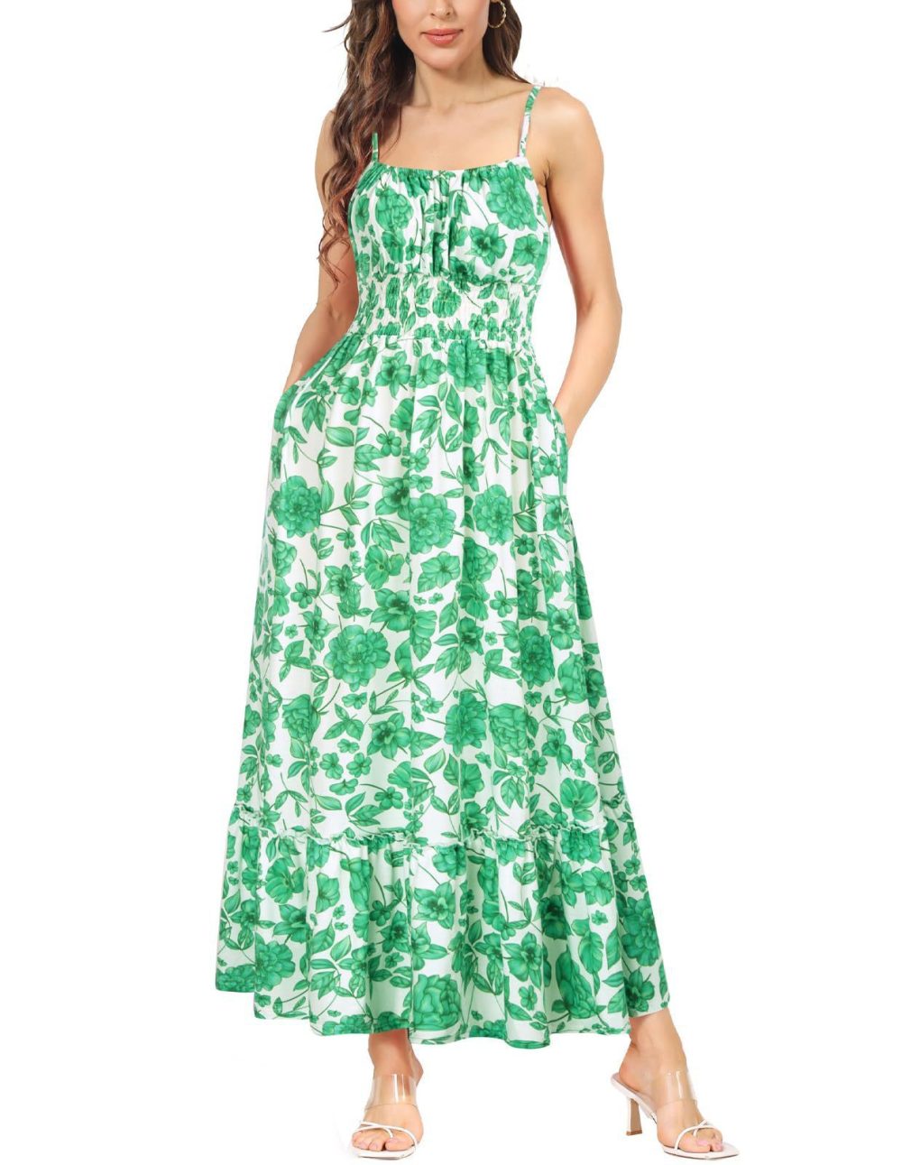 Women's Sleeveless Spaghetti Strap Pleated Pleated Beach Dress - Image 10