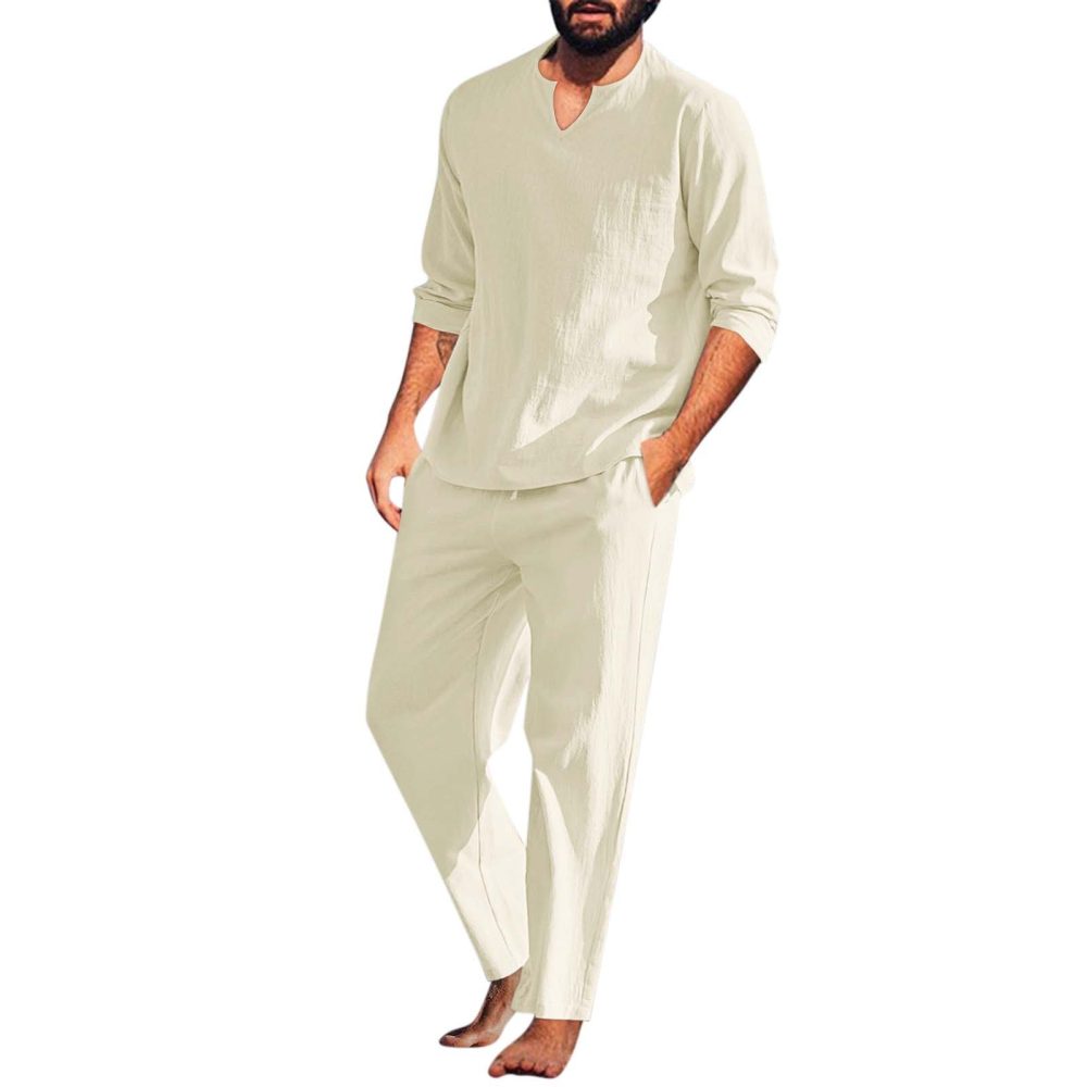 Men's Summer Beach Style Cotton And Linen Suit - Image 7