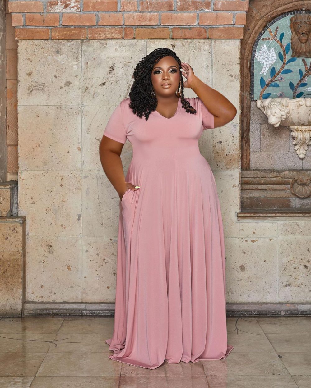 Casual Fashion V-neck Solid Color Plus Size Women's Clothing - Image 6