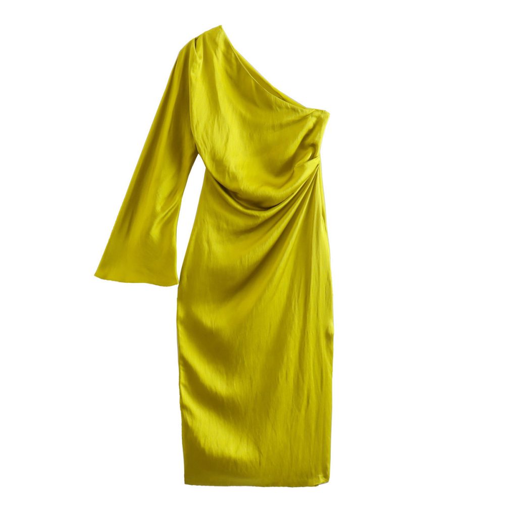 Asymmetric Silk Satin Split Dress - Image 5