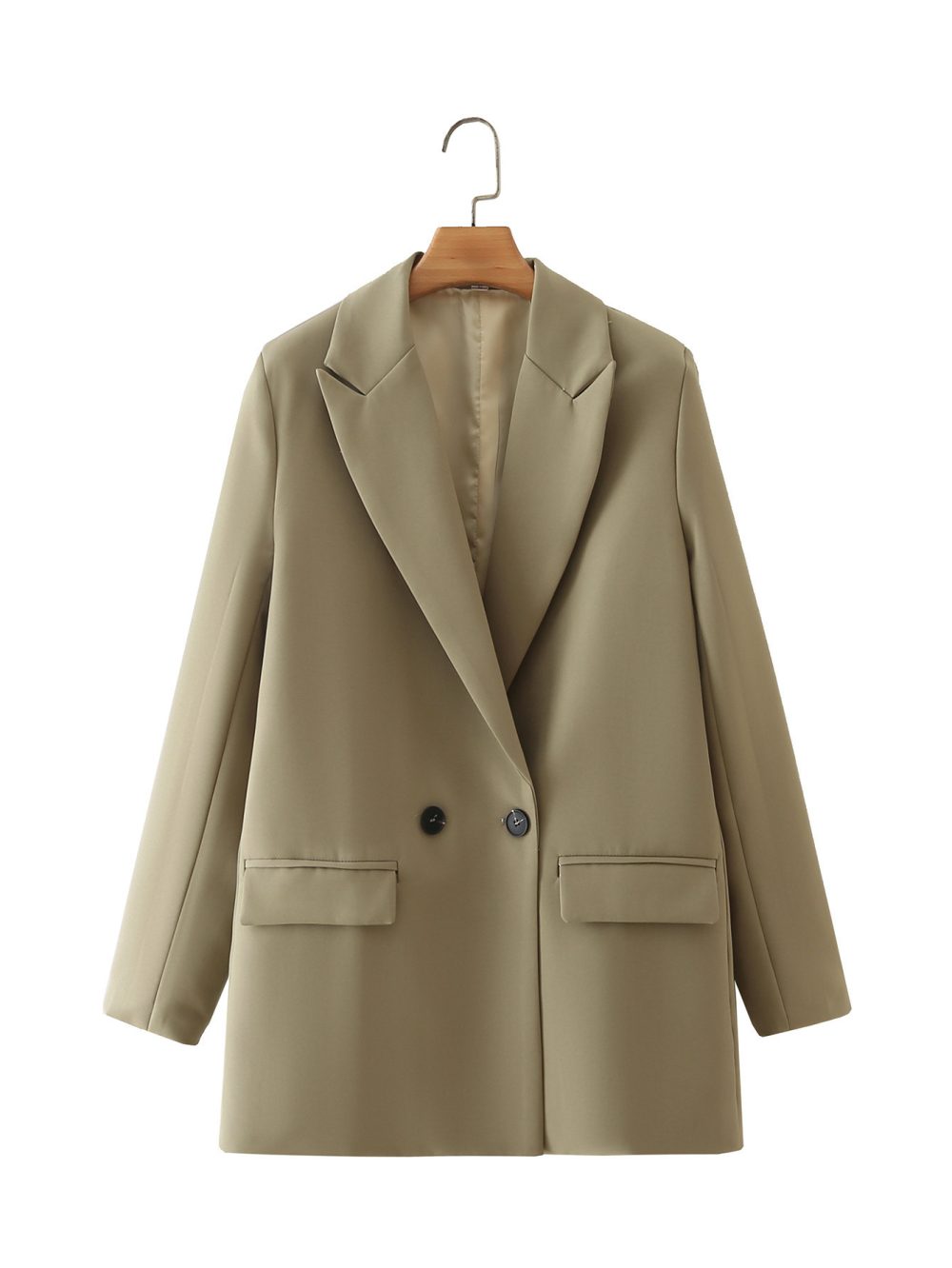 Solid Color Double-breasted Loose Casual Suit Jacket - Image 7